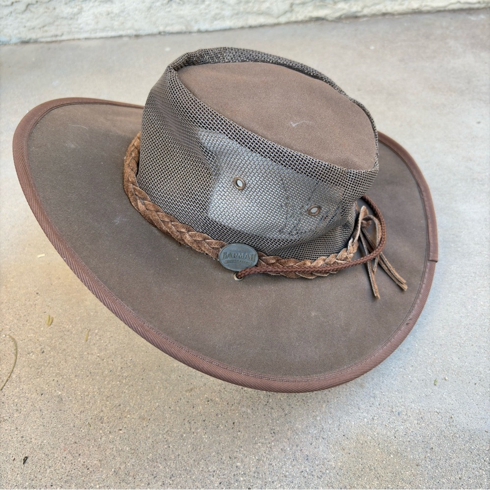 Barmah 1064 Foldaway Cattle Suede Cooler Leather Hat Brown Unisex Size Small - Picture 2 of 6